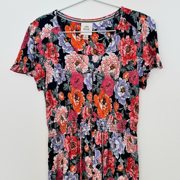 Knox Rose Dress Beautiful Floral Midi Button Front  Boho - Picture 6 of 9